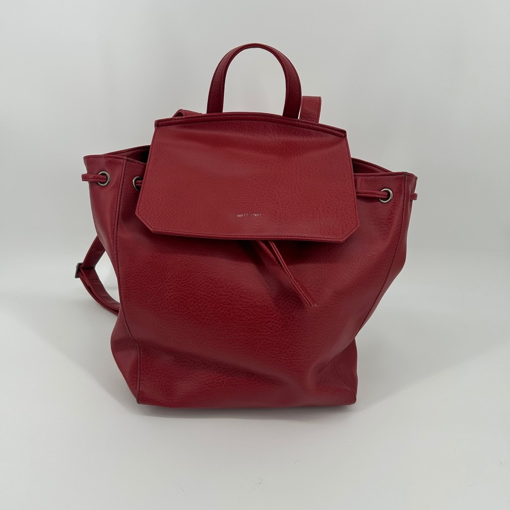 MATT & NAT Red‎ Vegan Leather Drawstring Backpack Convertible Shoulder Bag